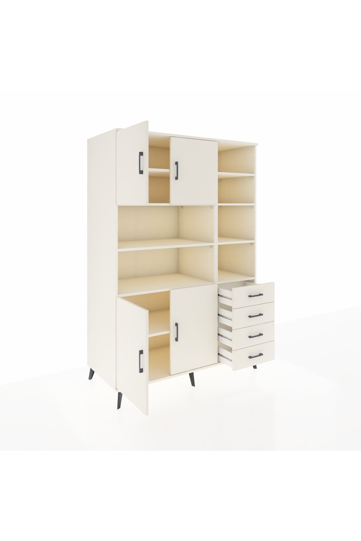 Kronos Dolap 9 Raflı 4 Çekmeceli 4 Kapaklı 132x59x195 Aytaşı-Aytaşı/Aytaşı