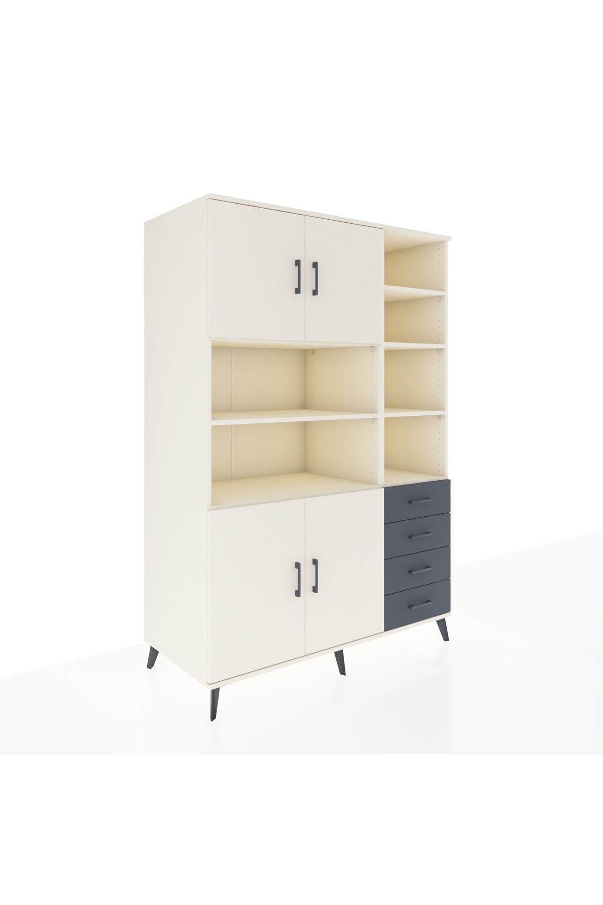 Kronos Dolap 9 Raflı 4 Çekmeceli 4 Kapaklı 132x59x195 Aytaşı-Aytaşı/Antrasit