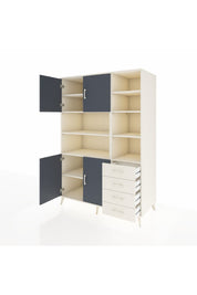 Kronos Dolap 9 Raflı 4 Çekmeceli 4 Kapaklı 132x59x195 Aytaşı-Antrasit/Aytaşı