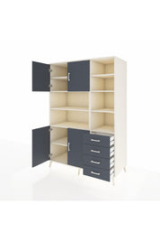 Kronos Dolap 9 Raflı 4 Çekmeceli 4 Kapaklı 132x59x195 Aytaşı-Antrasit/Antrasit