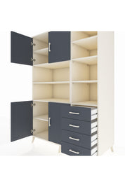 Kronos Dolap 9 Raflı 4 Çekmeceli 4 Kapaklı 132x59x195 Aytaşı-Antrasit/Antrasit