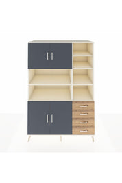 Kronos Dolap 9 Raflı 4 Çekmeceli 4 Kapaklı 132x59x195 Aytaşı-Antrasit/Çam