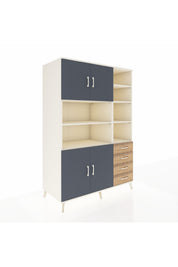 Kronos Dolap 9 Raflı 4 Çekmeceli 4 Kapaklı 132x59x195 Aytaşı-Antrasit/Çam
