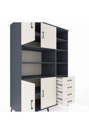 Kronos Dolap 9 Raflı 4 Çekmeceli 4 Kapaklı 132x59x195 Antrasit-Aytaşı/Aytaşı