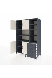 Kronos Dolap 9 Raflı 4 Çekmeceli 4 Kapaklı 132x59x195 Antrasit-Aytaşı/Antrasit