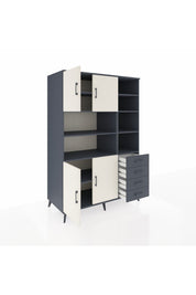 Kronos Dolap 9 Raflı 4 Çekmeceli 4 Kapaklı 132x59x195 Antrasit-Aytaşı/Antrasit