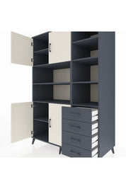 Kronos Dolap 9 Raflı 4 Çekmeceli 4 Kapaklı 132x59x195 Antrasit-Aytaşı/Antrasit