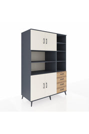 Kronos Dolap 9 Raflı 4 Çekmeceli 4 Kapaklı 132x59x195 Antrasit-Aytaşı/Çam
