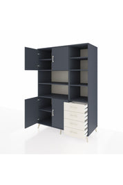 Kronos Dolap 9 Raflı 4 Çekmeceli 4 Kapaklı 132x59x195 Antrasit-Antrasit/Aytaşı