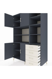 Kronos Dolap 9 Raflı 4 Çekmeceli 4 Kapaklı 132x59x195 Antrasit-Antrasit/Aytaşı