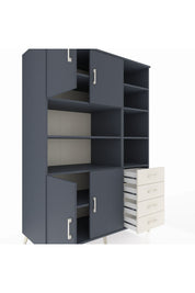 Kronos Dolap 9 Raflı 4 Çekmeceli 4 Kapaklı 132x59x195 Antrasit-Antrasit/Aytaşı