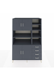 Kronos Dolap 9 Raflı 4 Çekmeceli 4 Kapaklı 132x59x195 Antrasit-Antrasit/Antrasit