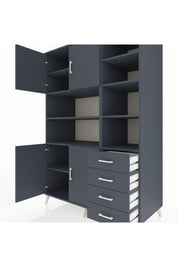 Kronos Dolap 9 Raflı 4 Çekmeceli 4 Kapaklı 132x59x195 Antrasit-Antrasit/Antrasit