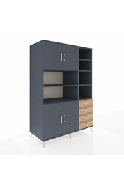 Kronos Dolap 9 Raflı 4 Çekmeceli 4 Kapaklı 132x59x195 Antrasit-Antrasit/Çam