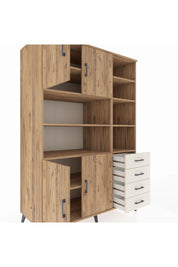 Kronos Dolap 9 Raflı 4 Çekmeceli 4 Kapaklı 132x59x195 Çam-Çam/Aytaşı