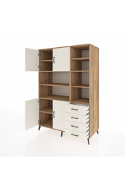 Kronos Dolap 9 Raflı 4 Çekmeceli 4 Kapaklı 132x59x195 Çam-Aytaşı/Aytaşı