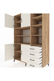 Kronos Dolap 9 Raflı 4 Çekmeceli 4 Kapaklı 132x59x195 Çam-Aytaşı/Aytaşı