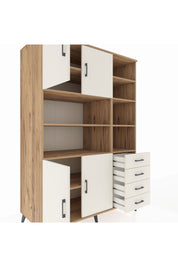 Kronos Dolap 9 Raflı 4 Çekmeceli 4 Kapaklı 132x59x195 Çam-Aytaşı/Aytaşı