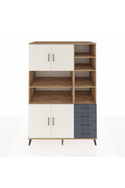 Kronos Dolap 9 Raflı 4 Çekmeceli 4 Kapaklı 132x59x195 Çam-Aytaşı/Antrasit