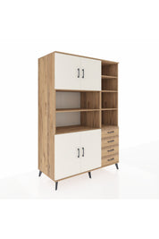 Kronos Dolap 9 Raflı 4 Çekmeceli 4 Kapaklı 132x59x195 Çam-Aytaşı/Çam