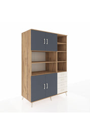 Kronos Dolap 9 Raflı 4 Çekmeceli 4 Kapaklı 132x59x195 Çam-Antrasit/Aytaşı