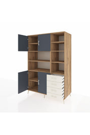 Kronos Dolap 9 Raflı 4 Çekmeceli 4 Kapaklı 132x59x195 Çam-Antrasit/Aytaşı