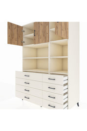 Kronos Dolap 8 Raflı 8 Çekmeceli 3 Kapaklı 132x59x195 Aytaşı-Çam/Aytaşı