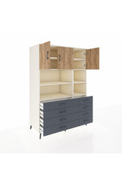 Kronos Dolap 8 Raflı 8 Çekmeceli 3 Kapaklı 132x59x195 Aytaşı-Çam/Antrasit