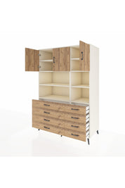 Kronos Dolap 8 Raflı 8 Çekmeceli 3 Kapaklı 132x59x195 Aytaşı-Çam/Çam