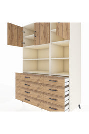 Kronos Dolap 8 Raflı 8 Çekmeceli 3 Kapaklı 132x59x195 Aytaşı-Çam/Çam