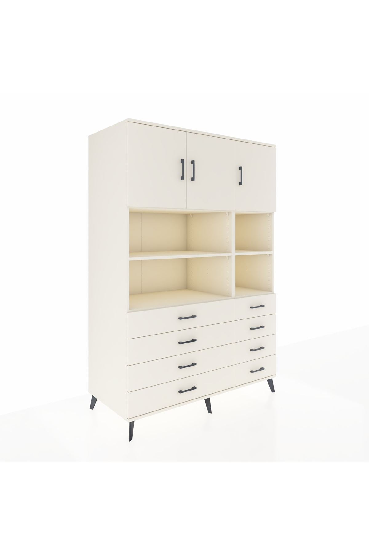 Kronos Dolap 8 Raflı 8 Çekmeceli 3 Kapaklı 132x59x195 Aytaşı-Aytaşı/Aytaşı