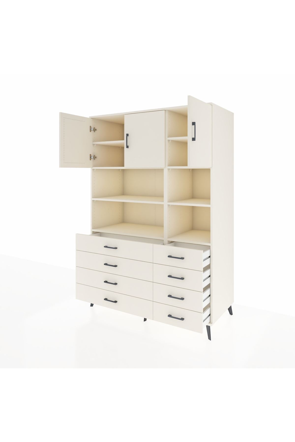 Kronos Dolap 8 Raflı 8 Çekmeceli 3 Kapaklı 132x59x195 Aytaşı-Aytaşı/Aytaşı