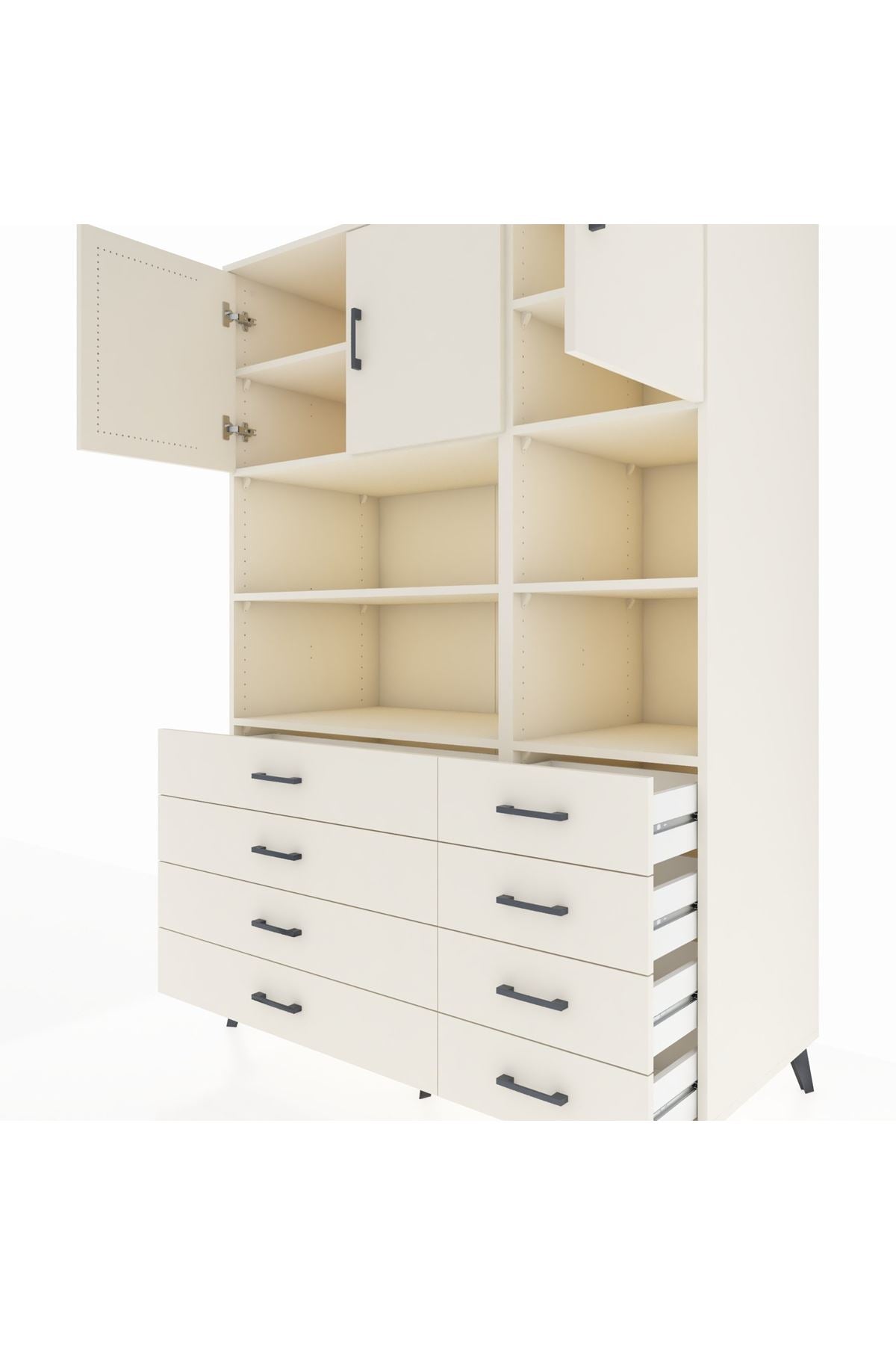 Kronos Dolap 8 Raflı 8 Çekmeceli 3 Kapaklı 132x59x195 Aytaşı-Aytaşı/Aytaşı