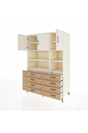 Kronos Dolap 8 Raflı 8 Çekmeceli 3 Kapaklı 132x59x195 Aytaşı-Aytaşı/Çam