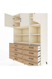 Kronos Dolap 8 Raflı 8 Çekmeceli 3 Kapaklı 132x59x195 Aytaşı-Aytaşı/Çam