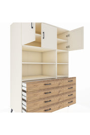 Kronos Dolap 8 Raflı 8 Çekmeceli 3 Kapaklı 132x59x195 Aytaşı-Aytaşı/Çam