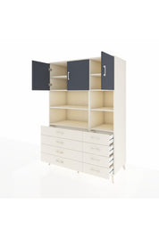 Kronos Dolap 8 Raflı 8 Çekmeceli 3 Kapaklı 132x59x195 Aytaşı-Antrasit/Aytaşı