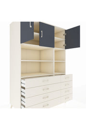 Kronos Dolap 8 Raflı 8 Çekmeceli 3 Kapaklı 132x59x195 Aytaşı-Antrasit/Aytaşı