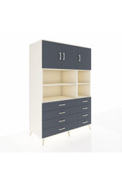 Kronos Dolap 8 Raflı 8 Çekmeceli 3 Kapaklı 132x59x195 Aytaşı-Antrasit/Antrasit