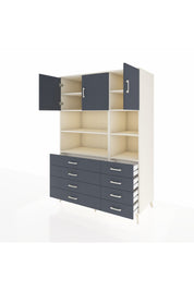 Kronos Dolap 8 Raflı 8 Çekmeceli 3 Kapaklı 132x59x195 Aytaşı-Antrasit/Antrasit