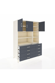 Kronos Dolap 8 Raflı 8 Çekmeceli 3 Kapaklı 132x59x195 Aytaşı-Antrasit/Antrasit