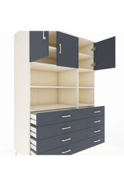 Kronos Dolap 8 Raflı 8 Çekmeceli 3 Kapaklı 132x59x195 Aytaşı-Antrasit/Antrasit