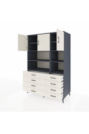 Kronos Dolap 8 Raflı 8 Çekmeceli 3 Kapaklı 132x59x195 Antrasit-Aytaşı/Aytaşı