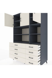 Kronos Dolap 8 Raflı 8 Çekmeceli 3 Kapaklı 132x59x195 Antrasit-Aytaşı/Aytaşı