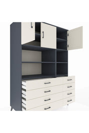 Kronos Dolap 8 Raflı 8 Çekmeceli 3 Kapaklı 132x59x195 Antrasit-Aytaşı/Aytaşı