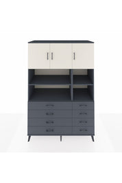 Kronos Dolap 8 Raflı 8 Çekmeceli 3 Kapaklı 132x59x195 Antrasit-Aytaşı/Antrasit