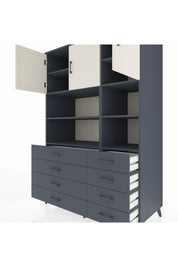 Kronos Dolap 8 Raflı 8 Çekmeceli 3 Kapaklı 132x59x195 Antrasit-Aytaşı/Antrasit