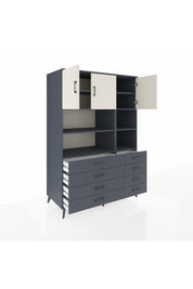 Kronos Dolap 8 Raflı 8 Çekmeceli 3 Kapaklı 132x59x195 Antrasit-Aytaşı/Antrasit