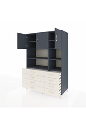 Kronos Dolap 8 Raflı 8 Çekmeceli 3 Kapaklı 132x59x195 Antrasit-Antrasit/Aytaşı