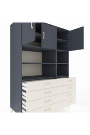 Kronos Dolap 8 Raflı 8 Çekmeceli 3 Kapaklı 132x59x195 Antrasit-Antrasit/Aytaşı